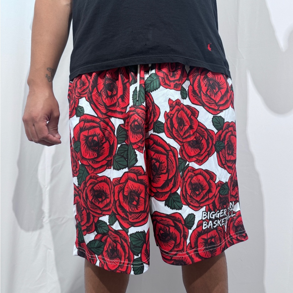 Red Floral Basketball Shorts | Men’s Casual Athletic Streetwear
